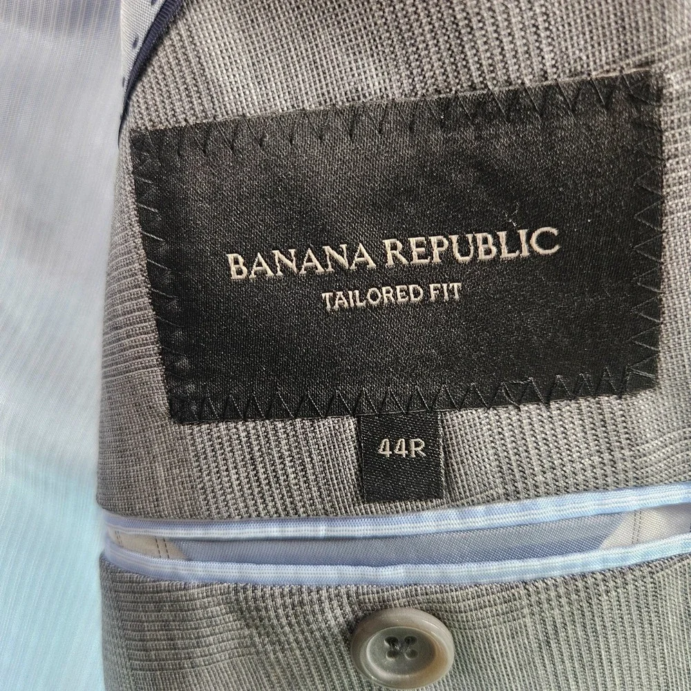 Banana Republic Sport Coat Blazer Suit Men 44R Tailored Fit Wool Plaid -Pls Read